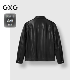 GXG男装 工装真皮皮衣夹克男外套24冬季G24X124007 黑色 180/XL