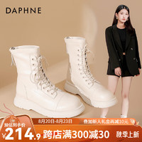 达芙妮（DAPHNE）马丁靴女2023新款秋冬短靴女英伦风加绒厚底JL 白色