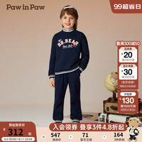 PawinPaw卡通小熊童装2024年秋冬男女童宽松休闲套装舒适运动 Navy藏青色/59 110cm