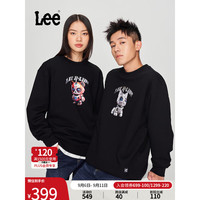 李 Lee24早秋舒适版圆领AI动物机器赛博感印花男女同款长袖卫衣 黑色-白图案 尺码偏大拍小一码 L