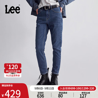 Lee24早秋新品413标准高腰小直脚磨毛中蓝色女保暖牛仔裤潮A06923 中蓝色 2