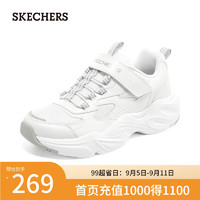 斯凯奇（Skechers）百搭运动鞋女大童小白鞋303901L 白色/银色/WSL 37码