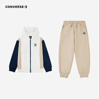 CONVERSE 匡威 儿童装男童套装2024秋季中大童外套裤子两件套潮 古典白 130/64（7）