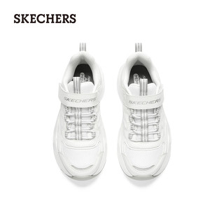 斯凯奇（Skechers）百搭运动鞋女大童小白鞋303901L 白色/银色/WSL 27.5码