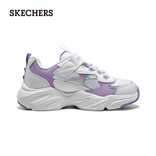 斯凯奇（Skechers）百搭运动鞋女大童小白鞋303901L 白色/薰衣草色/WLV 29码