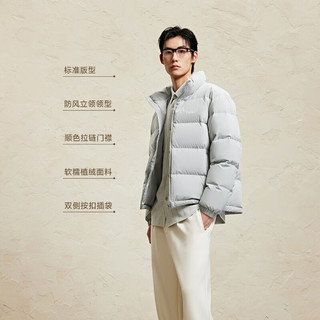 杰克·琼斯（JACK&JONES）男装衣服秋冬潮流简约百搭直筒立领鸭绒服植绒印花短款羽绒服男 E05 灰 190/108A/XXL