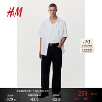 H&M男装裤子2024秋季棉质宽松版牛仔裤1235448 深灰色 170/86