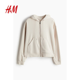 H&M2024秋季女装全拉链连帽衫1257834 浅米色 170/116