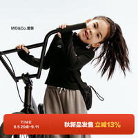little MO&Co.little moco童装24秋装女童半开领拉链修身上衣弹力打底衫 黑色  120/60