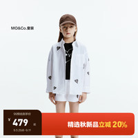 little MO&Co.little moco童装24秋装女童纯棉爱心长袖衬衫衬衣KBD3SHT003 本白色 120/60