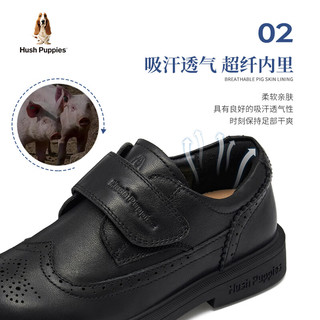 暇步士（Hush Puppies）童鞋男童皮鞋春秋儿童牛皮真皮黑色男孩演出礼服西装时装单鞋 HP4348黑色 29码 适合脚长18.1cm