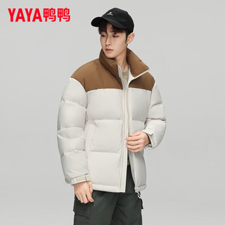 鸭鸭（YAYA）羽绒服男2024冬季拼接面包服加厚保暖时尚同款休闲外套 黑色 185/100A(2XL)