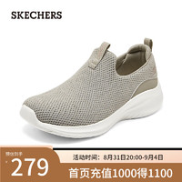 斯凯奇（Skechers）女士一脚蹬休闲鞋117572 灰褐色/TPE 35