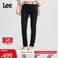李 Lee24早秋433修身高腰窄脚磨毛黑色保暖女牛仔裤LWB100433100 黑色 28