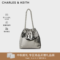 CHARLES&KEITH24秋链条手提单肩子母中号托特包女士CK2-20782436 Pewter锡灰色 M