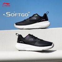 LI-NING 李宁 SOFT GO丨潮流休闲鞋女鞋2024春季LOGO字母运动鞋AGLU012 黑色-3 37