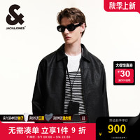 杰克·琼斯（JACK&JONES）秋季百搭舒适插袋皮牌装饰潮流翻领夹克外套男款224321015 黑色E40 常规 黑色E40 165/88A/XS