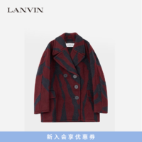 浪凡（LANVIN）2024早秋绵羊毛气质厚外套 炭黑色/深紫红色 34