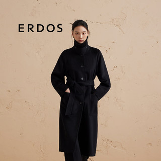 ERDOS【纯羊绒大衣】24秋冬宽松长款修身显瘦百搭通勤女毛呢大衣 黑 165/84A/M