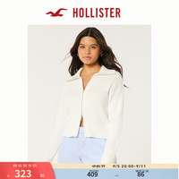 HOLLISTER24秋冬辣妹翻领宽松拉链针织衫外套 女 KI350-4168 白色 XXS (160/80A)