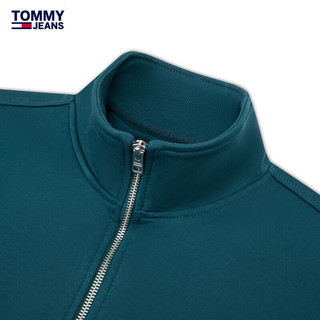 TOMMY JEANS24秋冬男装运动复古印花拉链半开襟抓绒卫衣DM0DM20592 蓝绿色CWG XS