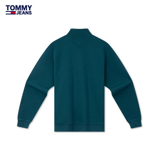 TOMMY JEANS24秋冬男装运动复古印花拉链半开襟抓绒卫衣DM0DM20592 蓝绿色CWG XS