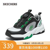 斯凯奇（Skechers）2024儿童男中大童休闲四季款405264L 黑色/白色/BKW 34码