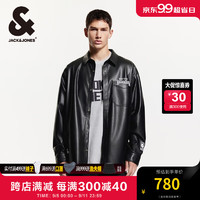 杰克·琼斯（JACK&JONES）秋季款NBA联名篮网队宽松潮流百搭舒适翻领衬衫外套男款224305015 纯黑色E43 常规 纯黑色E43 185/104A/XL