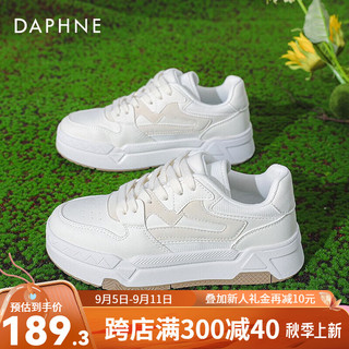 达芙妮（DAPHNE）小白鞋2024运动休闲鞋女增高显瘦软底板鞋JL 米白色 39