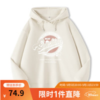 班尼路连帽卫衣女2024春秋季黑色上衣宽松美式慵懒外套女 沙砾色-阳光假日 L