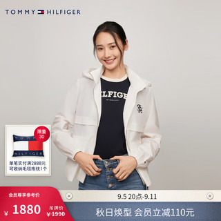 TOMMY HILFIGER24秋冬女装运动风休闲通勤撞色字母连帽夹克外套42024 白色YBH M