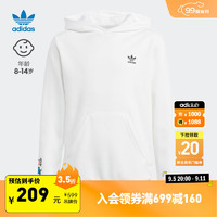 adidas可爱卡通印花运动连帽卫衣女大童儿童阿迪达斯三叶草 白色 128CM