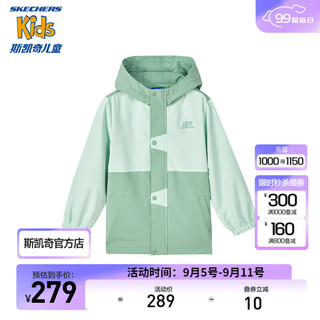 斯凯奇KIDS中性梭织连帽外套L324K004 花岗岩绿/040C 175