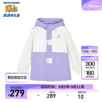 斯凯奇KIDS中性梭织连帽外套L324K004 郁金香紫/00P0 130