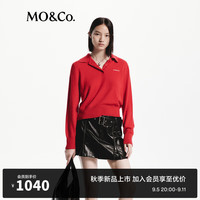 MO&Co.针织衫含绵羊毛山羊绒2024秋POLO领长袖短款MBD3SWTT06 大红色 S/160