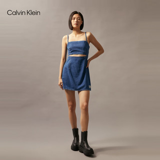 Calvin Klein Jeans24秋季新款女士ck纯棉复古性感绑带吊带牛仔连衣裙J223665 1A4-牛仔蓝