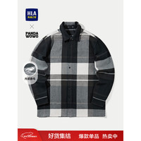 HLA海澜之家长袖衬衫男冬季24新宽松磨毛格子休闲衬衣男HNEAW4W049A 藏青格纹3B 165/84A XS117~126斤