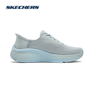 斯凯奇（Skechers）2024秋季女运动菁英跑鞋轻质缓震舒适透气鞋 灰色/蓝色/GYBL 35.5