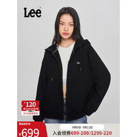 Lee24早秋宽松版黑色女连帽卫衣外套潮LWT009561100 黑色 XS