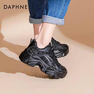 达芙妮（DAPHNE） 老爹鞋女小香风厚底运动休闲JL 黑色 40