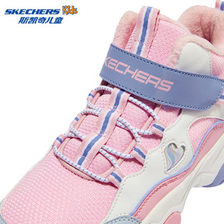 Skechers斯凯奇冬季儿童运动鞋棉鞋女童保暖加绒雪地靴子302527L 粉红色/薰衣草色/PKLV 31码