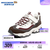 斯凯奇SKECHERS GIRLS 魔术贴加绒老爹鞋302524L 酒红色/BUGY 32码