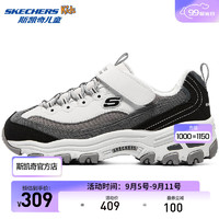 斯凯奇SKECHERS GIRLS 魔术贴加绒老爹鞋302524L 黑色/灰色/BKGY 34码