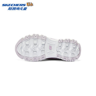 斯凯奇SKECHERS GIRLS 魔术贴加绒老爹鞋302524L 白色/薰衣草色/WLV 38码