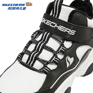 Skechers斯凯奇冬季儿童运动鞋棉鞋女童保暖加绒雪地靴子302527L 白色/黑色/WBK 34码