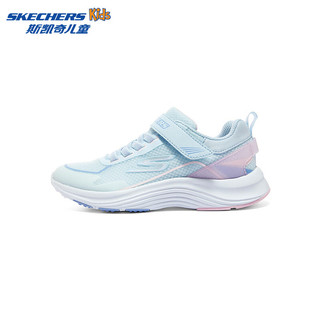 斯凯奇（Skechers）魔术贴网面透气轻盈休闲运动鞋303850L 浅蓝色/粉红色/LBPK 35码