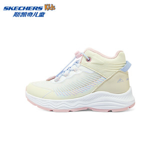 斯凯奇（Skechers）青少年休闲鞋潮流百搭运动鞋子303416L 米白色粉色/OFPK 27.5码