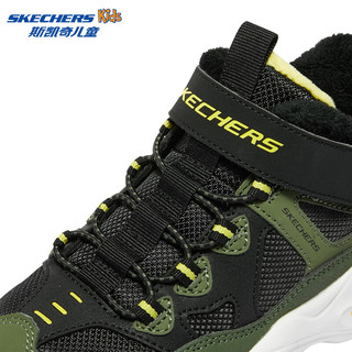 斯凯奇（Skechers）秋季商场款女童运动鞋时尚儿童透气405202L 橄榄色/黑色/OLBK 28.5码