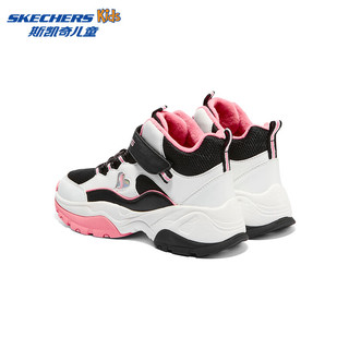 Skechers斯凯奇冬季儿童运动鞋棉鞋女童保暖加绒雪地靴子302527L 黑色/白色/粉红色/BKWP 30码