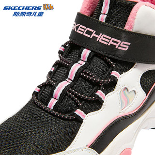 Skechers斯凯奇冬季儿童运动鞋棉鞋女童保暖加绒雪地靴子302527L 黑色/白色/粉红色/BKWP 30码